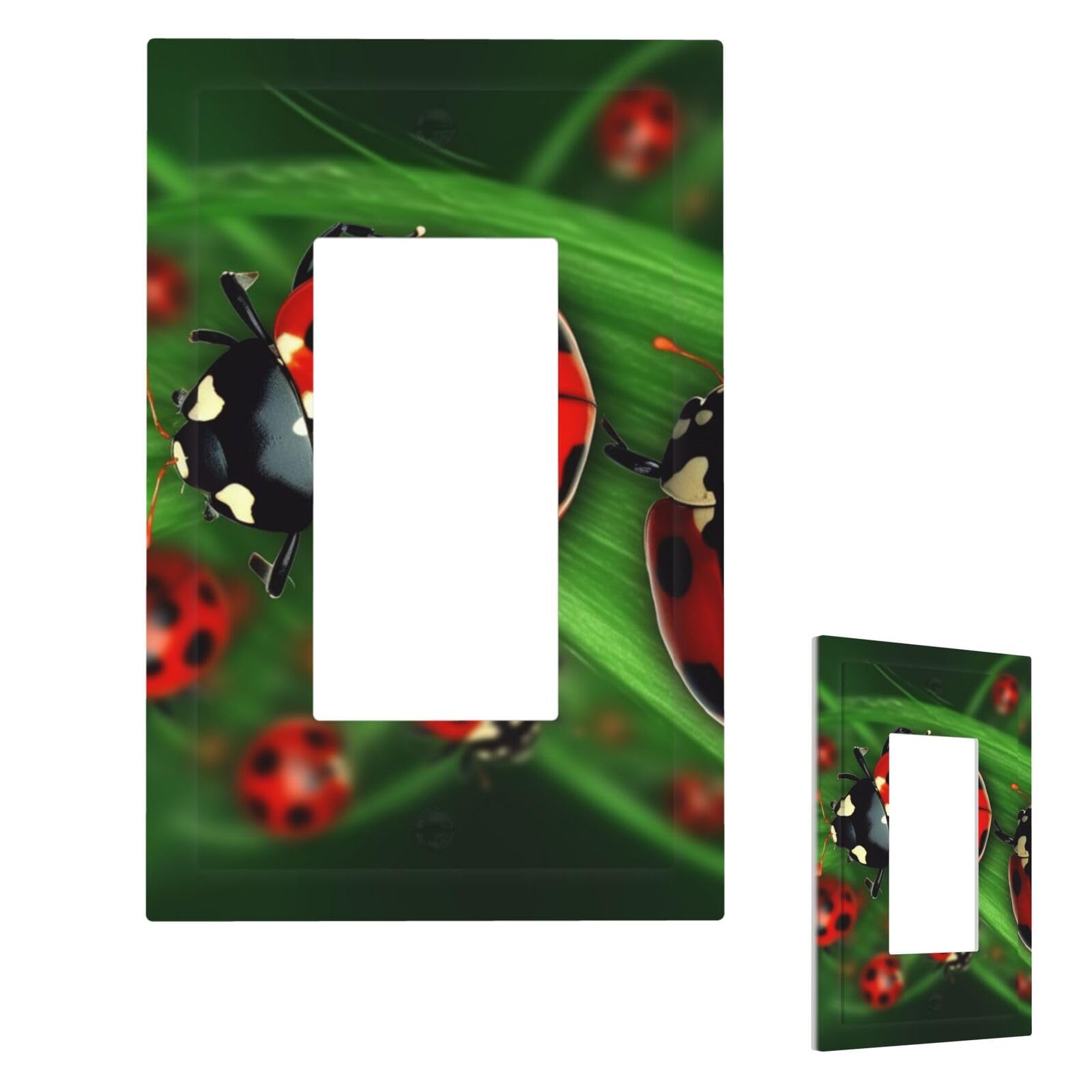 Fekiloot 1 Gang Red Ladybug Wall Plate Cover Modern Decorative Light Switch Cover Unbreakable Receptacle Outlet Covers For Living Room Bedroom Home Decor
