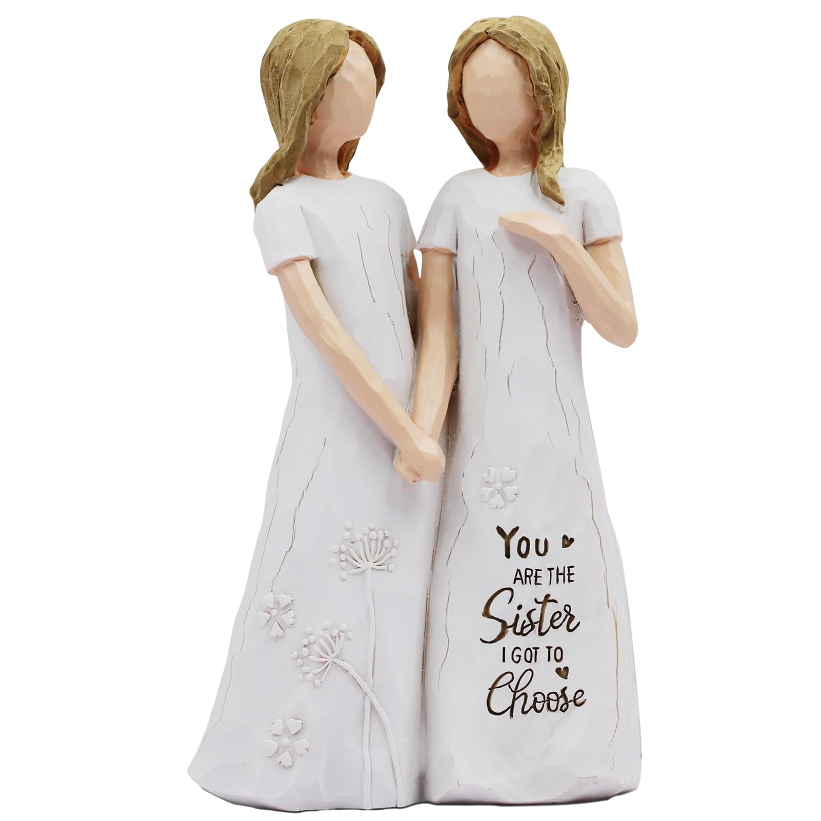 Lyricalist White Sister Angel Figurines, Best Friend Friendship Sculptures - Home Decor For Desk, Bookshelf, Fireplace