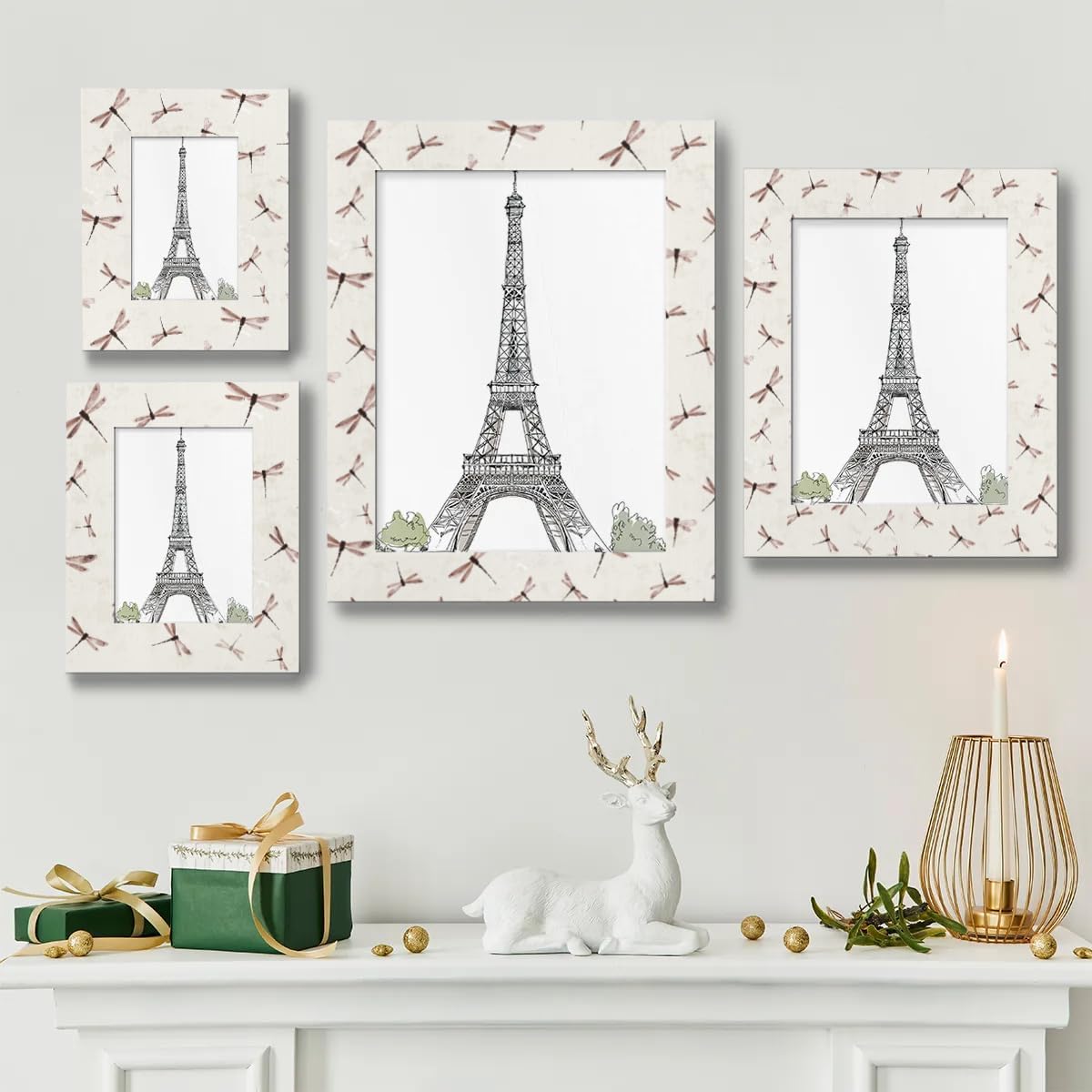 Pardick Picture Frame 11x14 Retro Animal Dragonfly Wood Photo Frames Display Pictures 11x14 Without Mat Tabletop Picture Frame for Bedroom Living Room Home Decor