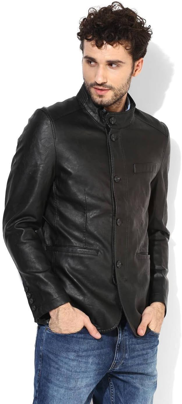 Genuine Lambskin Leather Blazer Jacket Jodhpuri Coat