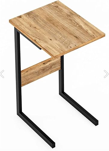 Miniatura 7 de Mesa auxiliar estrecha en forma de C para sala de estar, deslizarse debajo del sofá, marco de metal ligero, mesa auxiliar para sofá, bandeja de TV,