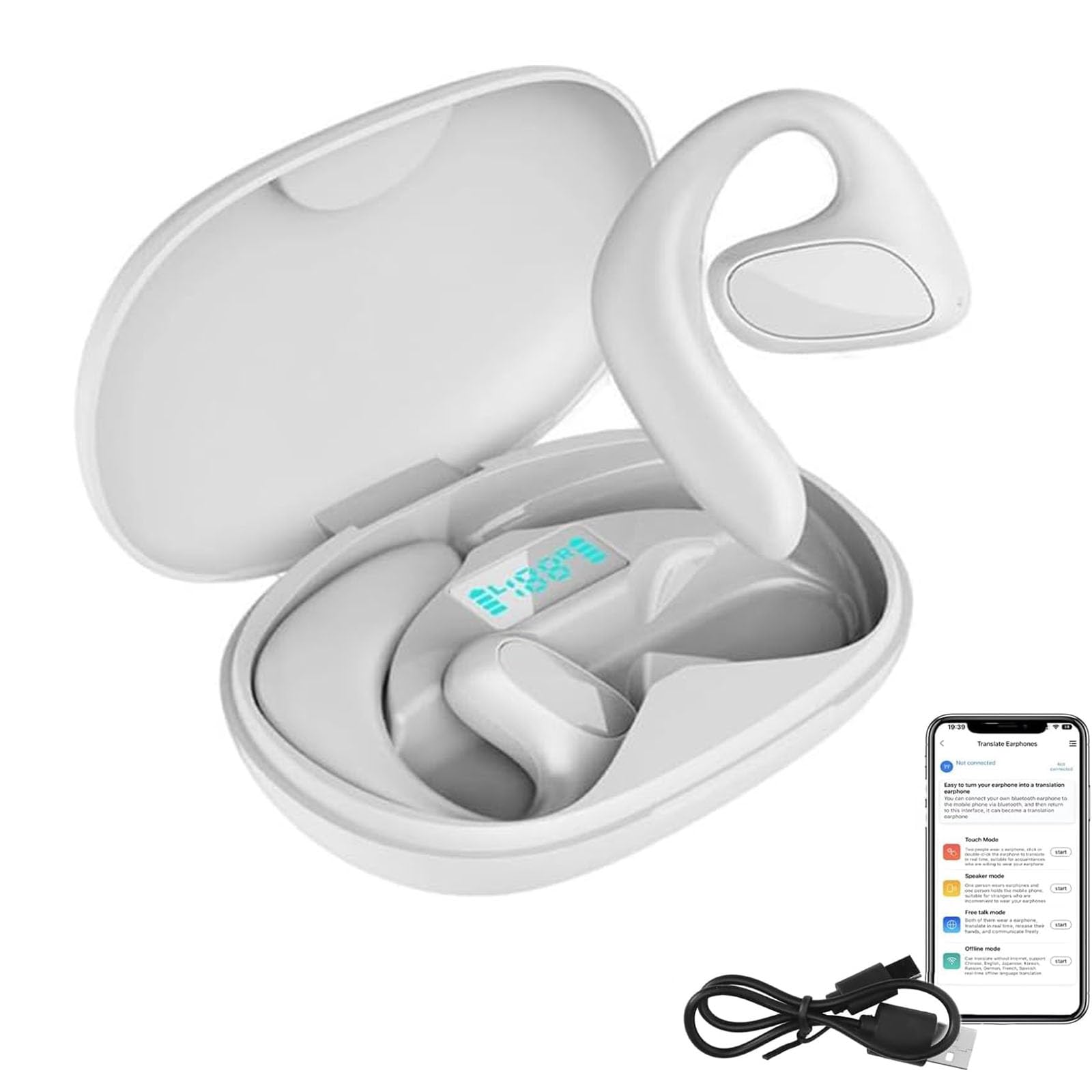 Écouteurs De Traduction AI, 144 Langues Traducteur Bidirectionnel En Temps R El Avec Annulation Bruit Et Contr Le Tactile Intelligent Batterie Longue B Écouteurs De Traduction AI, 144 Langues Traducteur Bidirectionnel En Temps R El Avec Annulation Bruit Et Contr Le Tactile Intelligent Batterie Longue B