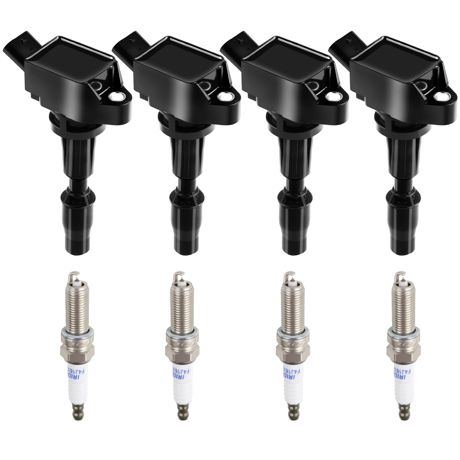Ignition Coil Pack UF764 & Iridium Spark Plugs 93175 Set of 4, for Hyundai 2015-2019 Sonata Tucton | Optima Sorento Sportage Stinger | Genesis G70 G80