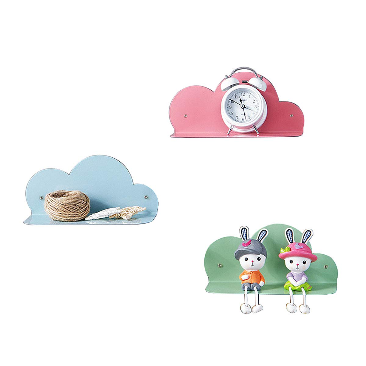 Buy Set of 3 Self Adhesive Metal Floating Shelves Wall ed for children