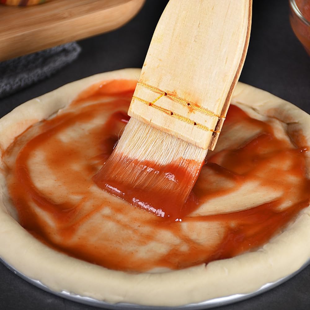 6PCS Wooden Handle Pastry Brushes Flat Brush Set for Watercolor Painting and Butter Oil Baking Kitchen Cooking Brushes 3 Sizes/465