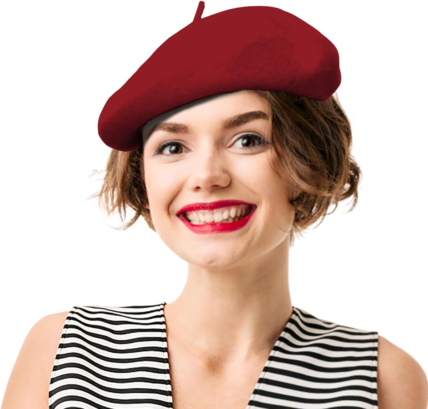 Wool Berets for Women - Classic French Beret Hats for Women and Kids, Solid Color Artist Style - Image 2