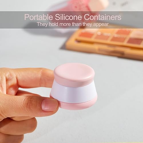 Miniatura 9 de INSFIT Contenedores de viaje para artículos de tocador, tarros de crema de silicona aprobados por la TSA, recipientes de tamaño de viaje con tapas,