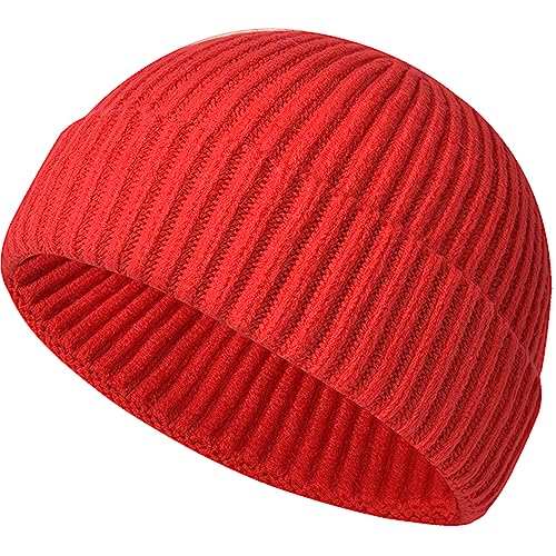Consejos para Comprar Gorros de punto para Hombre . 43 MAIAGO - Gorro de pescador para hombres y mujeres, gorro de punto corto, gorro de invierno cálido, Rojo -, One Size