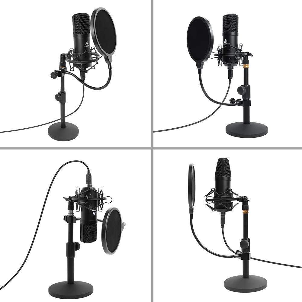 Buy 2 get 3 USB Microphone Kit 192KHZ/24BIT with Aluminum Organizer Storage Case MAONO PC Condenser Podcast Streaming Cardioid Mic Plug & Play for Computer, YouTube, Gaming Recording (AU-A04TC)