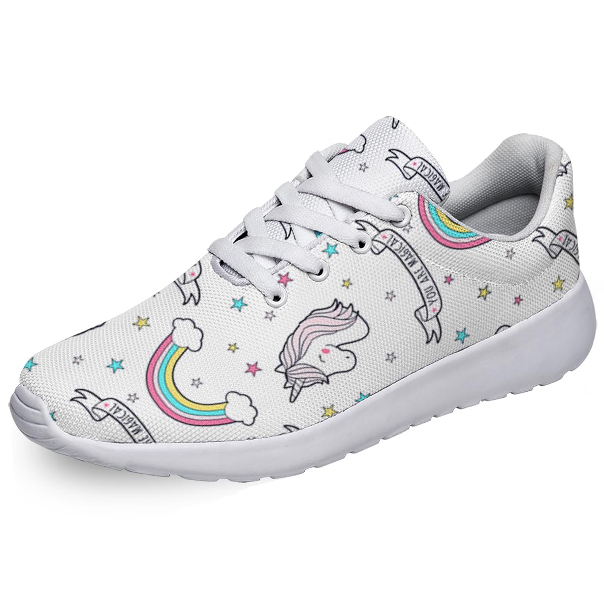 Women Men Cute Unicorn Shoes Personalited 3D Print Running Shoes Athletic Tennis Sneakers White Size 13