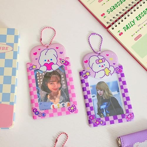 Miniatura 2 de Generic Portatarjetas de fotos de ídolo de conejo de dibujos animados amarillo, precioso álbum de fotos de 3 pulgadas con llavero de cadena,