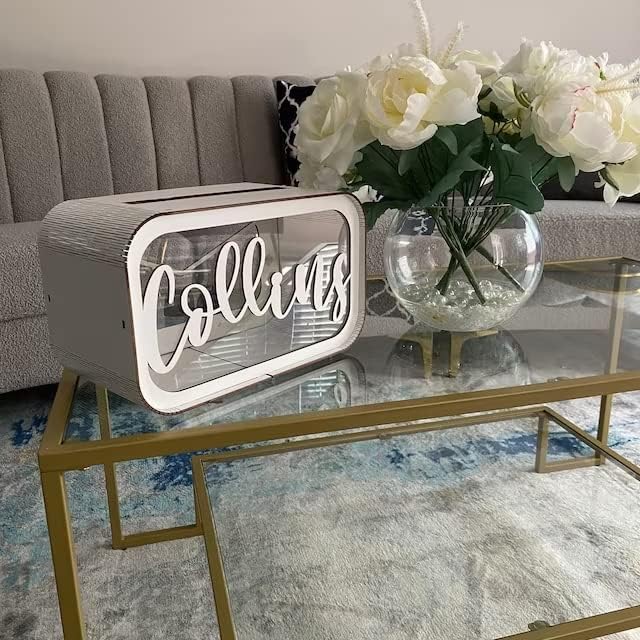 Miniatura 4 de Caja de tarjetas de boda, caja de tarjetas de boda personalizada, caja de madera rústica, caja de recuerdos para decoración de boda, nombre y fecha