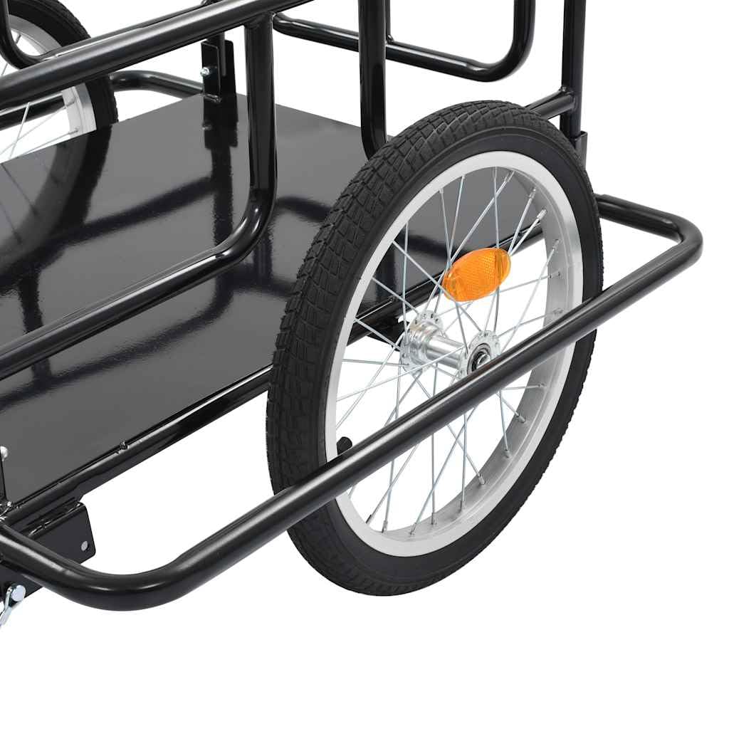 vidaXL Rimorchio da Bici in Acciaio Pieghevole Ante Battenti Traino Bicicletta Nero 50 kg Carrello Trasportino
