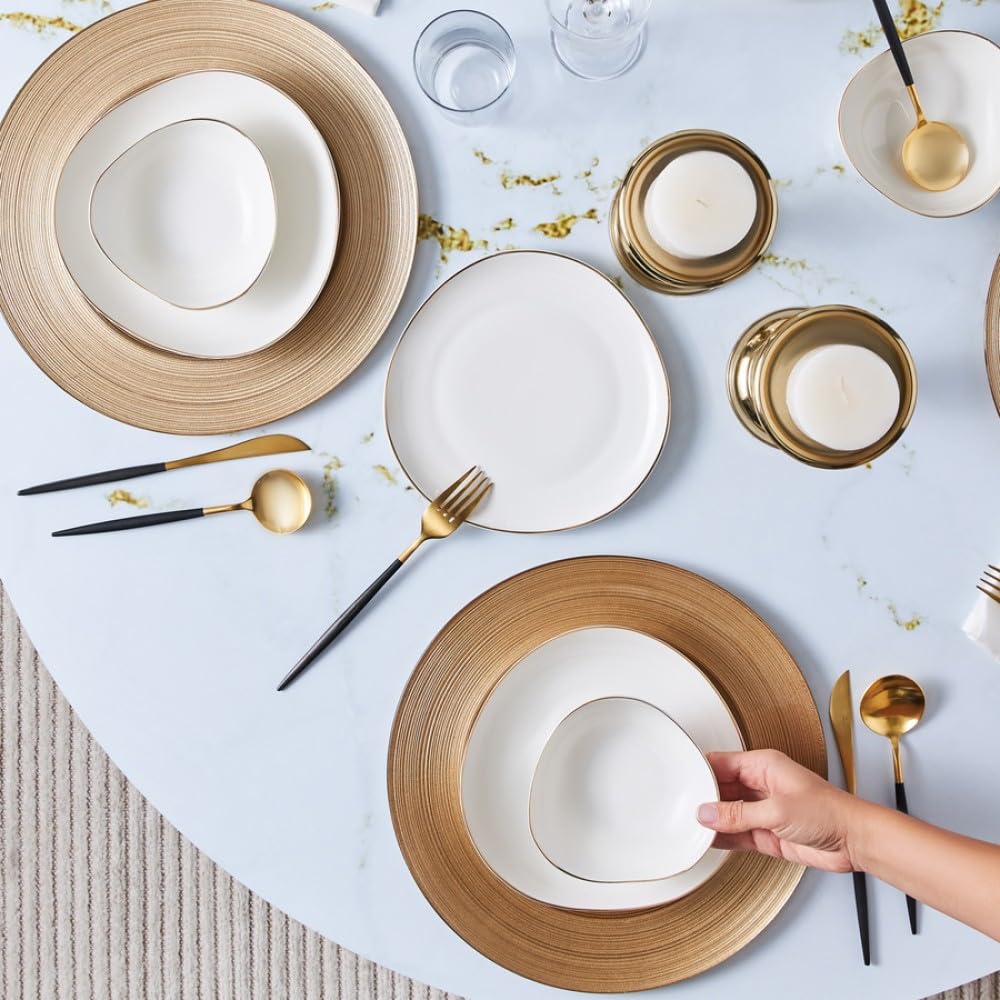 Service De Vaisselle 41 Pièces Karaca Allure New Bone - Pour 12 Personnes, Porcelaine Crème élégante