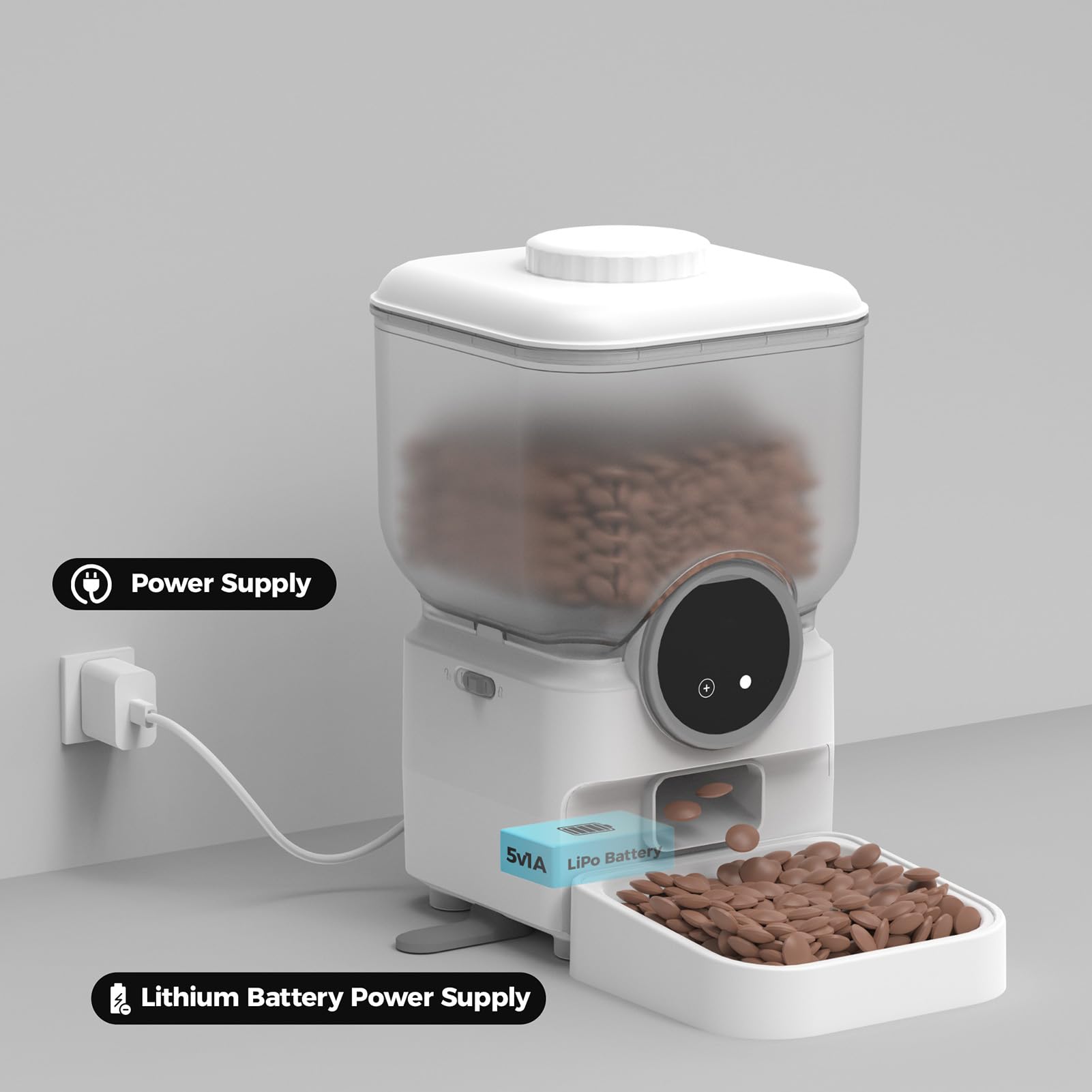 Asixxsix Distributore Automatico Di Cibo per Gatti Wifi, Distributore Di Cibo per Cani Con Timer Intelligente Wireless-Fidelity Da 6,5 Litri Controllo Tramite App per Cani Di Piccola