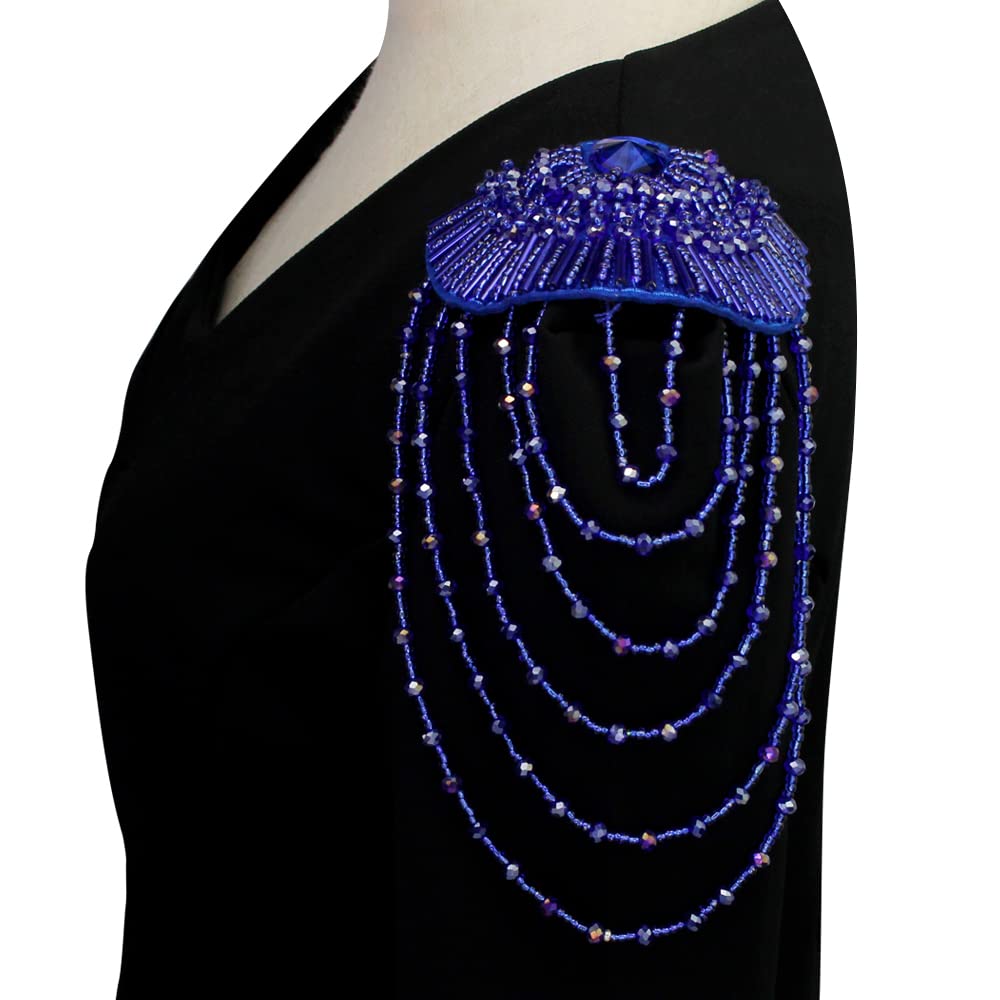 Spalline con paillettes, frange e nappe, toppe per spalle, spalline per abiti, spille per blazer, spille per abiti da palcoscenico originali, 2 pezzi - Italia