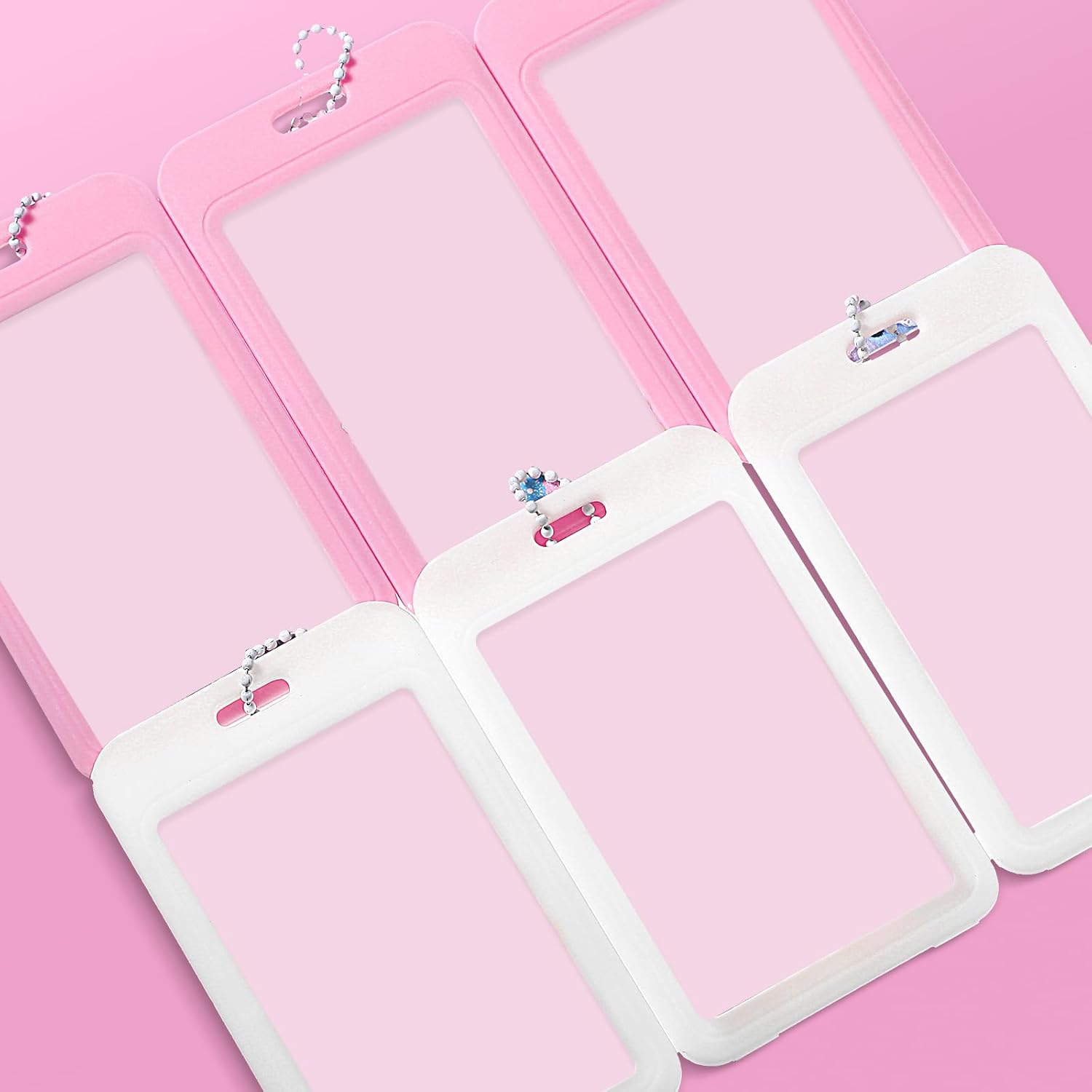 6 Pcs Kpop Photocard Holder 2.1 x 3.3 Inch Kpop Cardholder Plastic Cover Holder Korean Decorative Stickers with Keychain