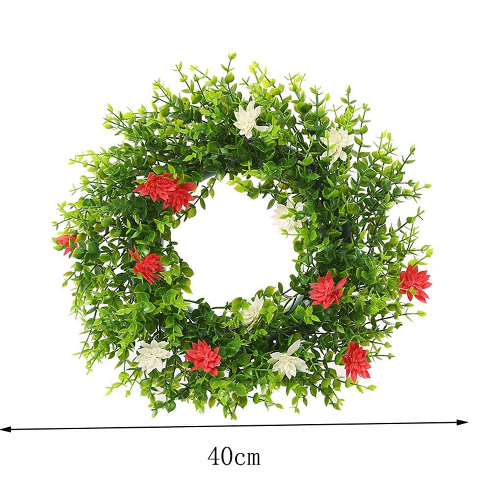 Ghirlanda artificiale, 40 cm, decorazione floreale primaverile da appendere alla porta d'ingresso, ghirlanda di fiori finti per decorazione da parete per casa e ufficio