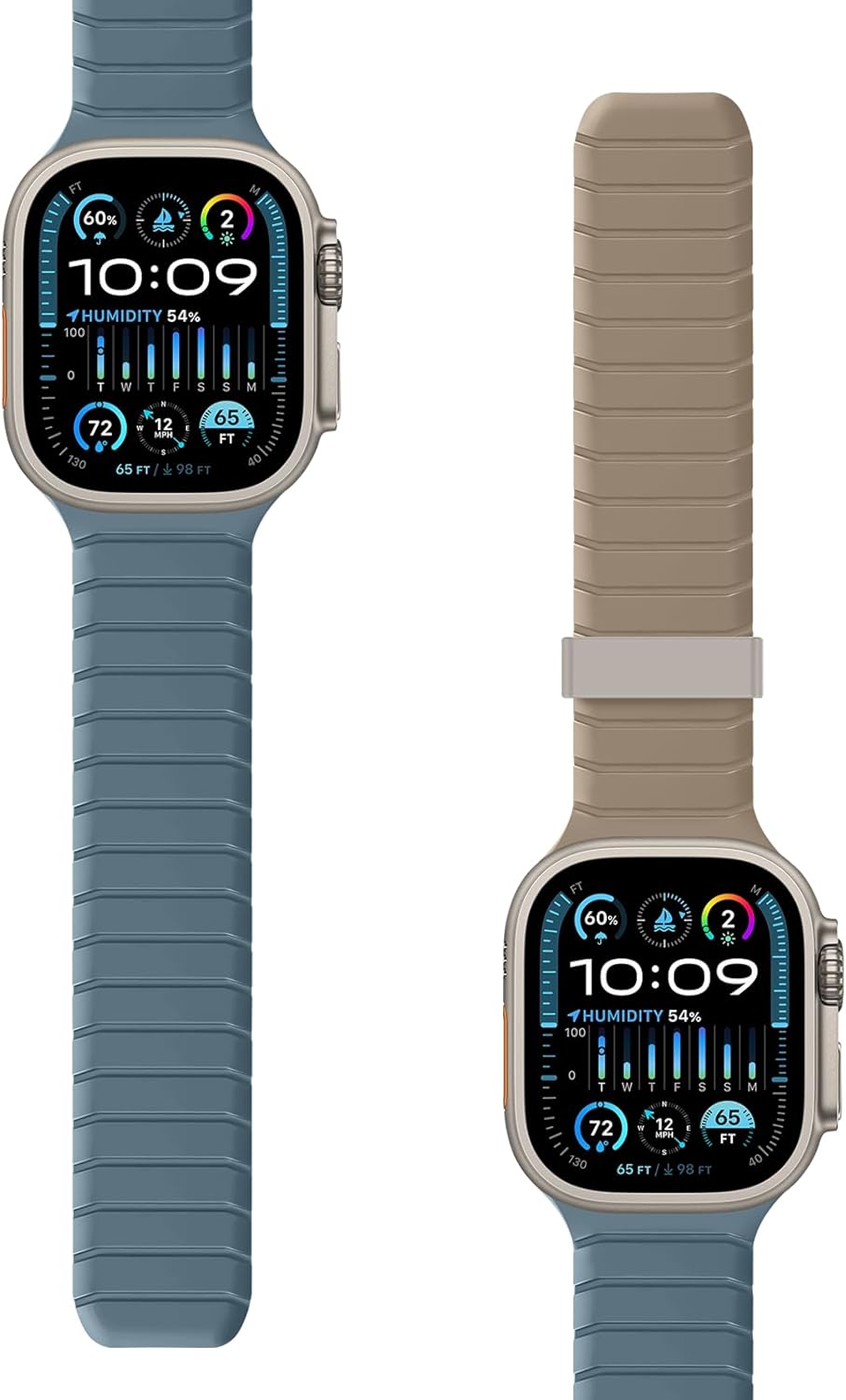 Double Sided Reversible Band Compatible with Apple Watch 49mm 46mm 45mm 44mm 42mm, Magnetic Wristband Soft Silicone Straps for iWatch Ultra 3 2 1 SE Series 11 10 9 8 7 6 5 4 3, Sky Blue Apricot - Image 2