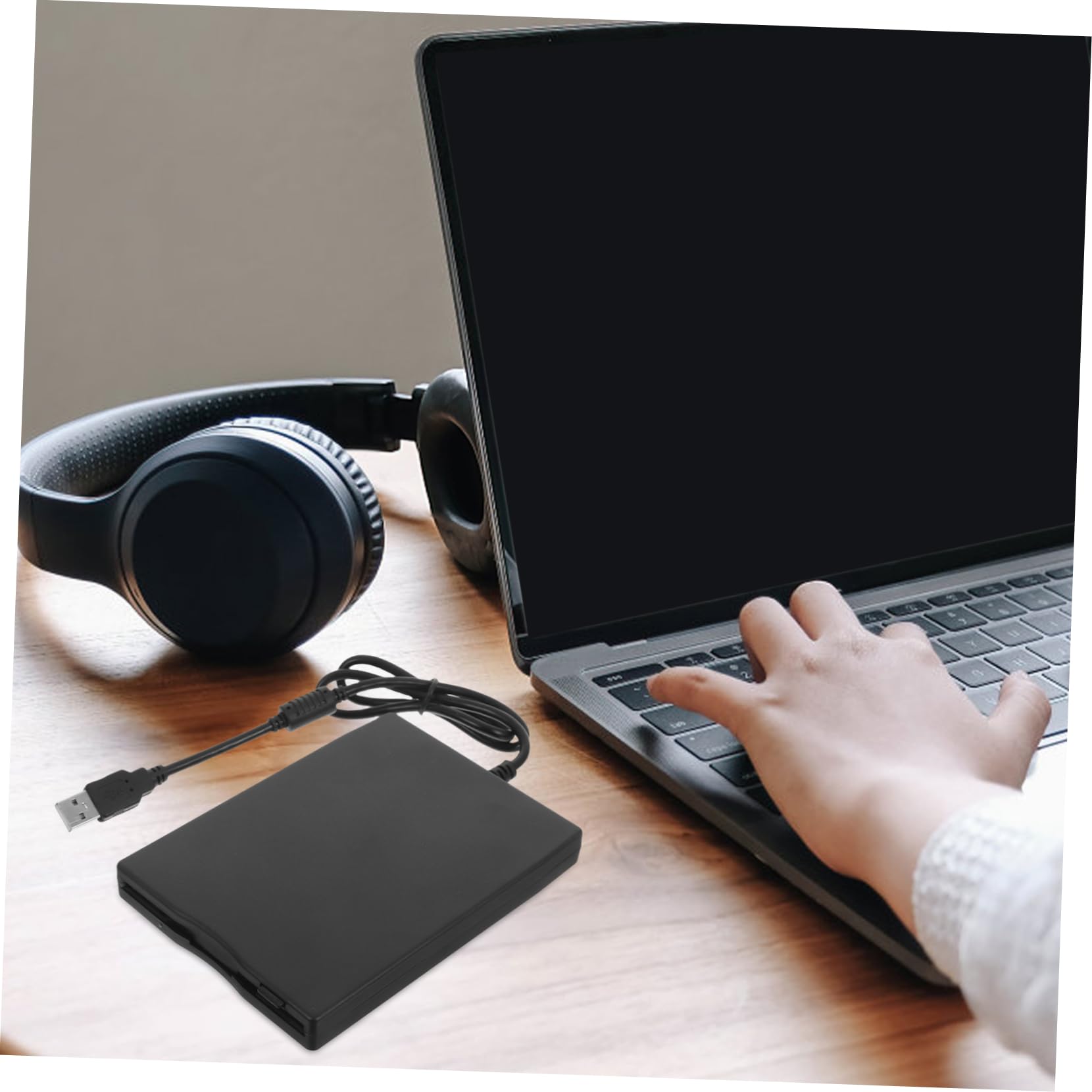 NUOBESTY Lettore di Dischetti Esterno USB 2.0 per Laptop e Desktop, Leggero, Compatibile con Sistemi Operativi, Nero Abs