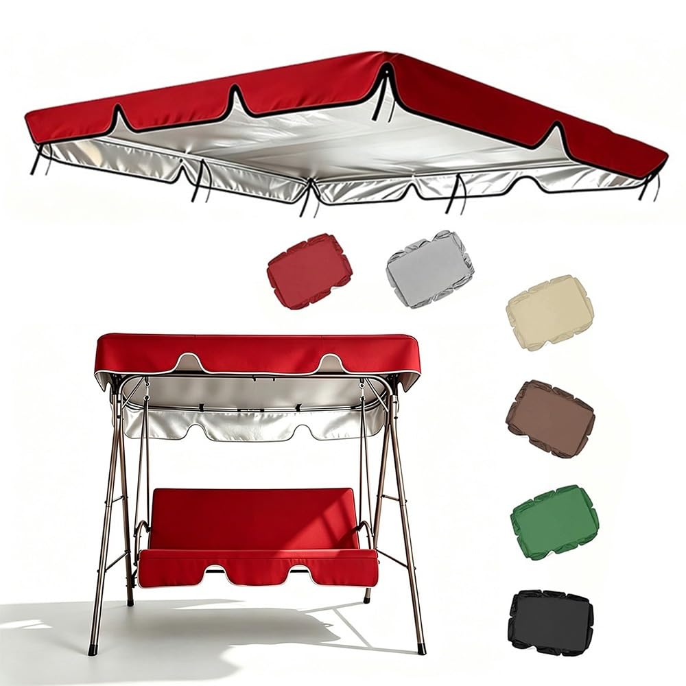 Générique Toit De Rechange pour Balancelle De Jardin 195x125cm 249x185cm Housse De Remplacement De Balançoire, Toile De Imperméables pour Balancelle Exterieur(Red,79x57in-200x145cm)