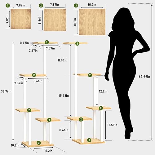 Miniatura 7 de Soporte para plantas de interior con luz de crecimiento, paquete de 2 estantes de metal para plantas de interior múltiples, 5 estantes esquineros