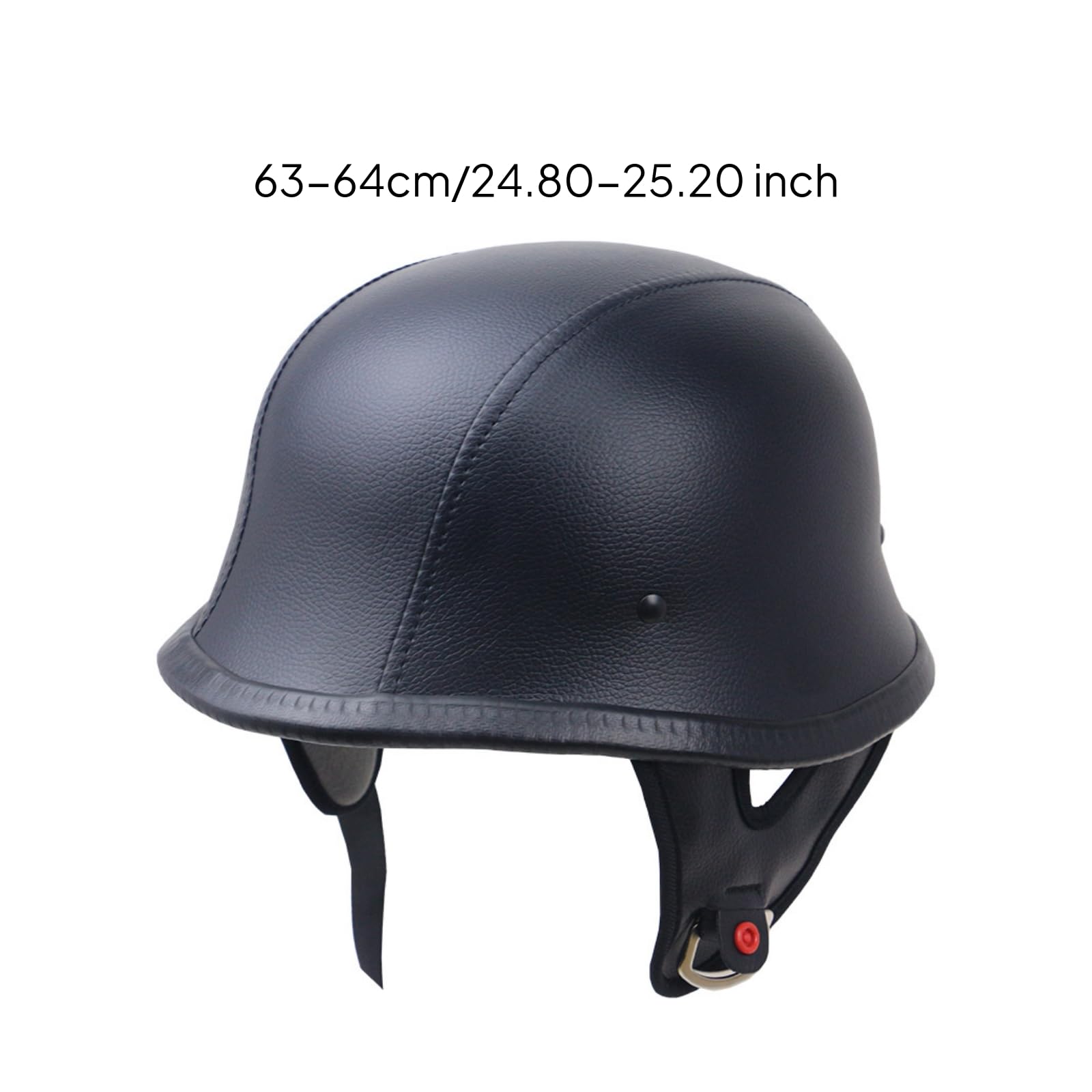 Casco Media Cuero Sintético con Hebilla Doble Bucle para Conducción y Paseos en cicleta Clásica, Cuero Negro, M