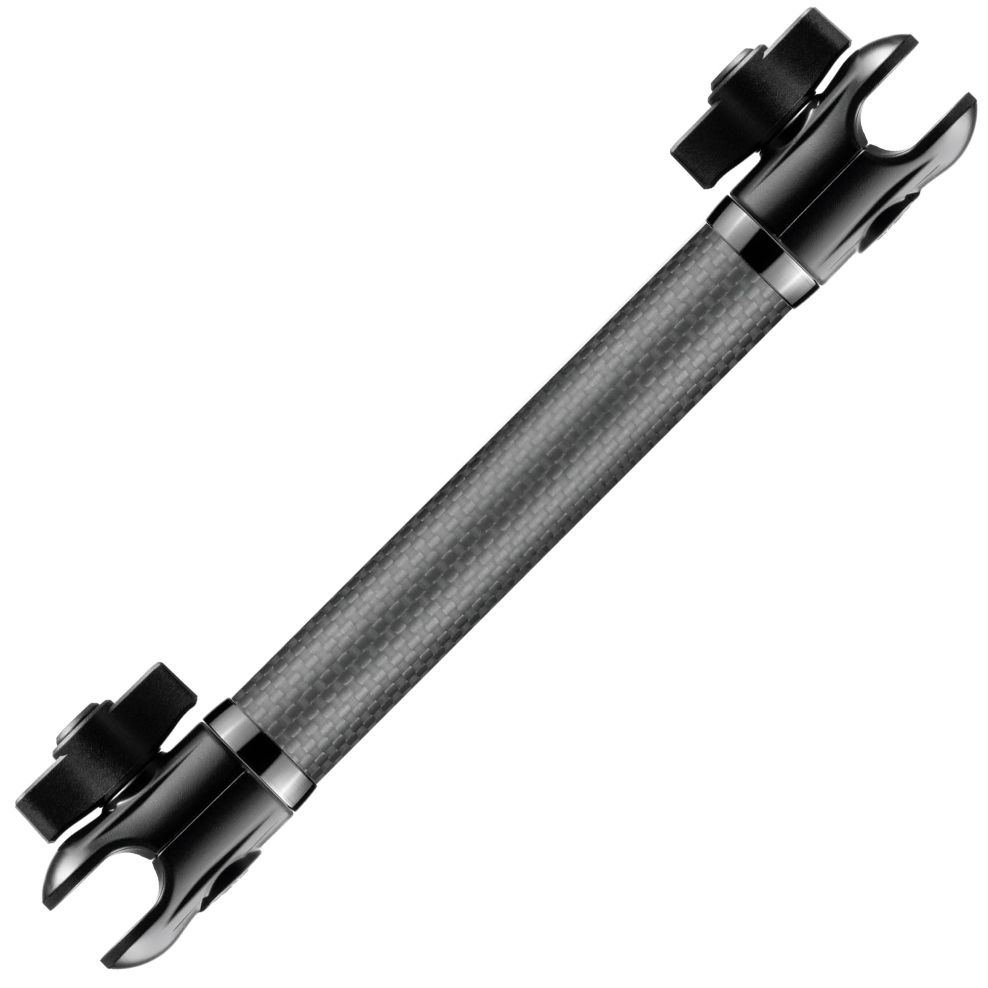 Tackform9" Long 20mm Ball and Socket Arm DuraLock 20 Series Carbon Fiber Arm | Dual 20mm Sockets with Optional Anti-Theft Knobs | Black