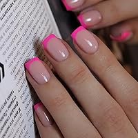 Vista 27 de Uñas postizas a presión con punta francesa negra, uñas cortas de almendra, uñas con pegamento para mujer, uñas acrílicas francesas de gel, uñas