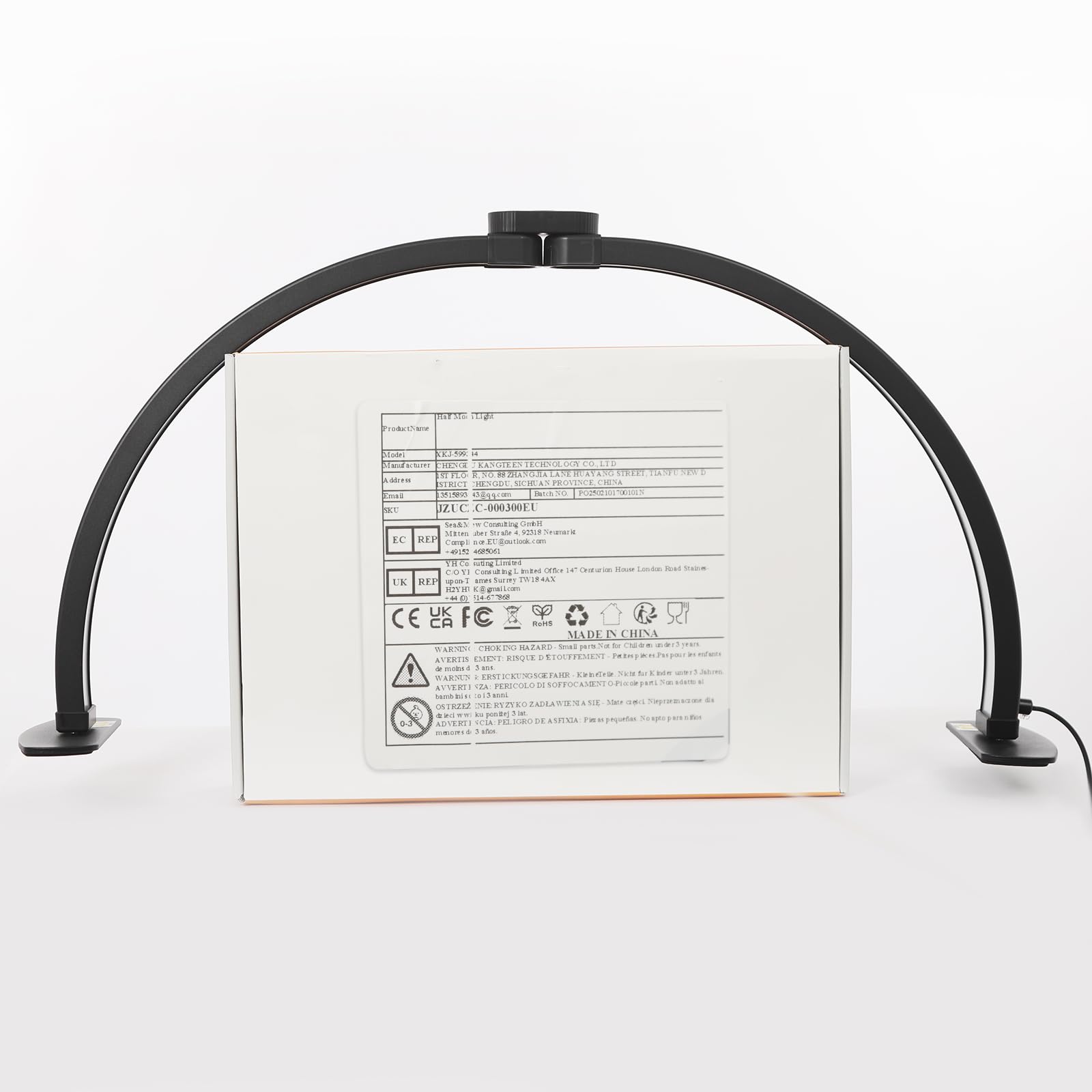 38W Halbmond Lampe für Nagel Schreibtisch (Schwarz) | Klappbar LED Nagel Schreibtisch Lampe 364 LED-Chips 10 Einstellstufen 73.8×38cm für Make-up, Maniküre usw