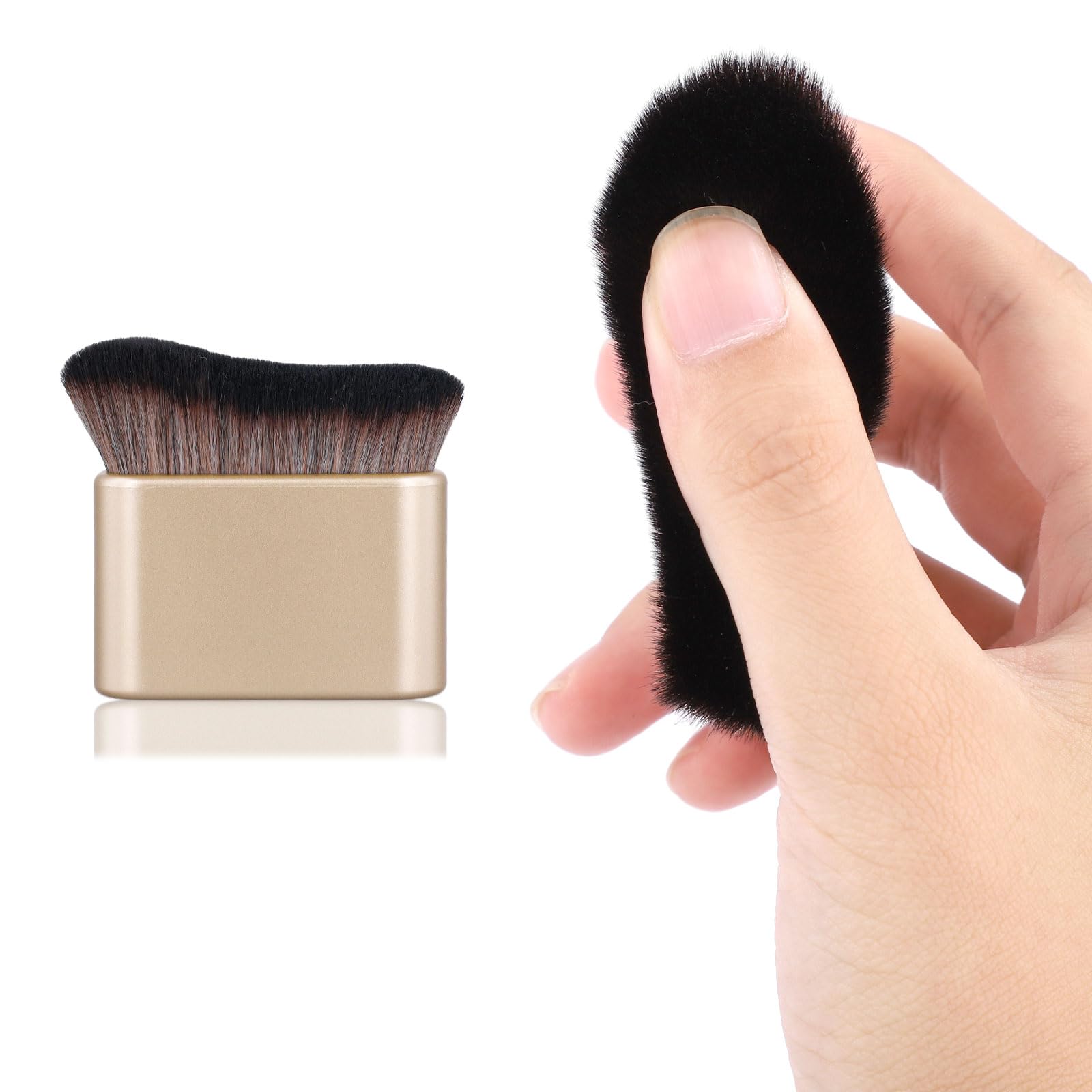 Pennello autofilizzante, spazzola autolubrificante per fondotinta liquido, spray, trucco per corpo, protezione solare, pennello kabuki, applicatore per corpo e viso (oro opaco)