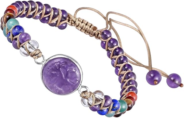 KYEYGWO 7 Chakras Healing Crystal Stone Beads Bracelet for Women and Men, Tree of Life Charms Adjustable Bangle for Prayer Balancing Yoga Meditation