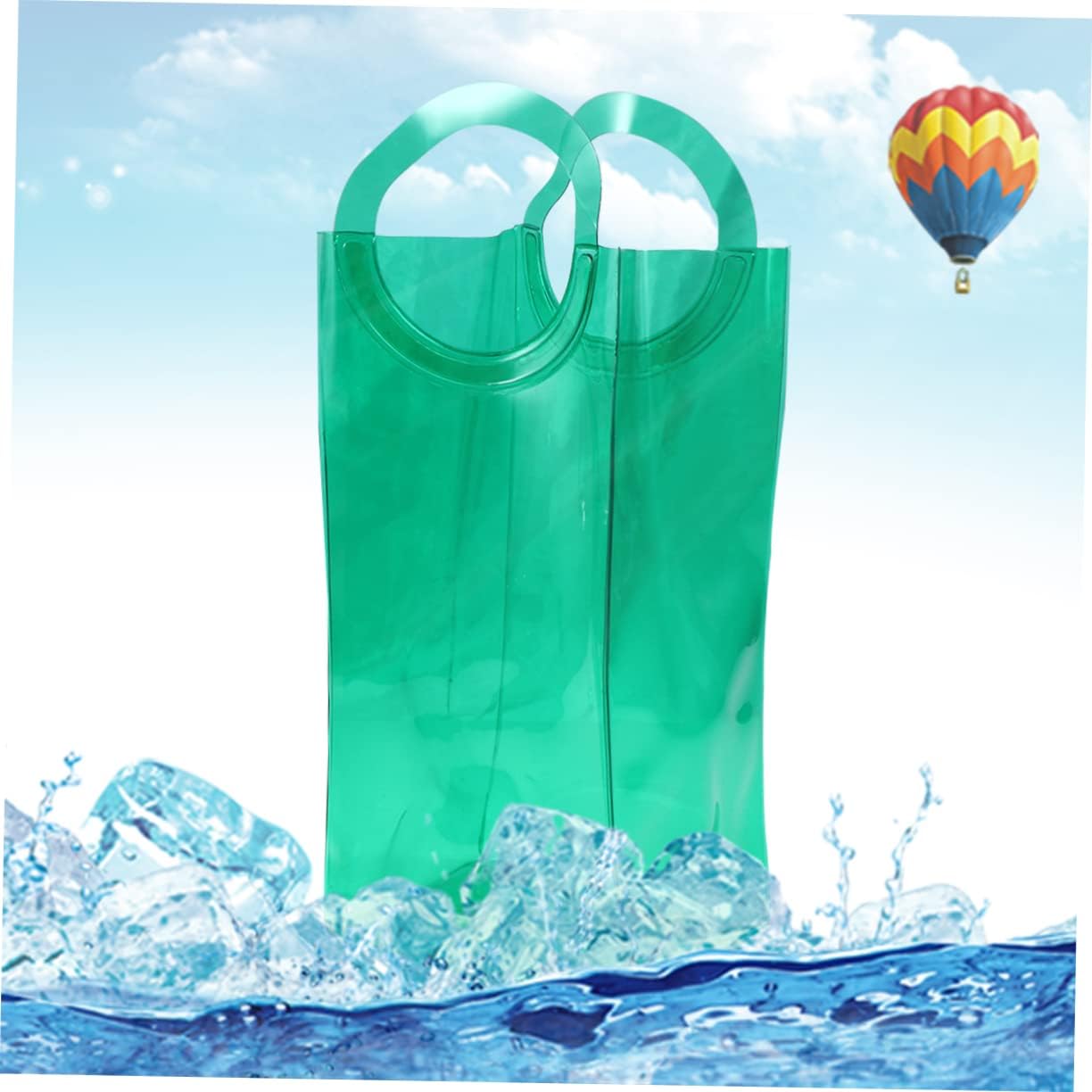 Portable PVC Wine Cooler Bag for Bottle and Beverage Outdoor Use | Blue 36x11.5cm Size, Reusable Gel Style, Keeps Contents Dry and Cool, Shape Adapting Design