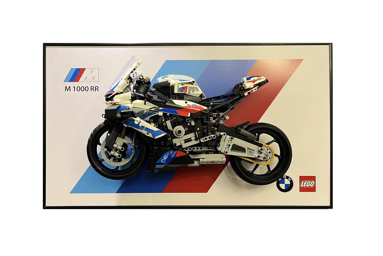 BrixStation Wall Display Frame Accessory Compatible with Lego 42130 BMW M 1000 RR Motorbike