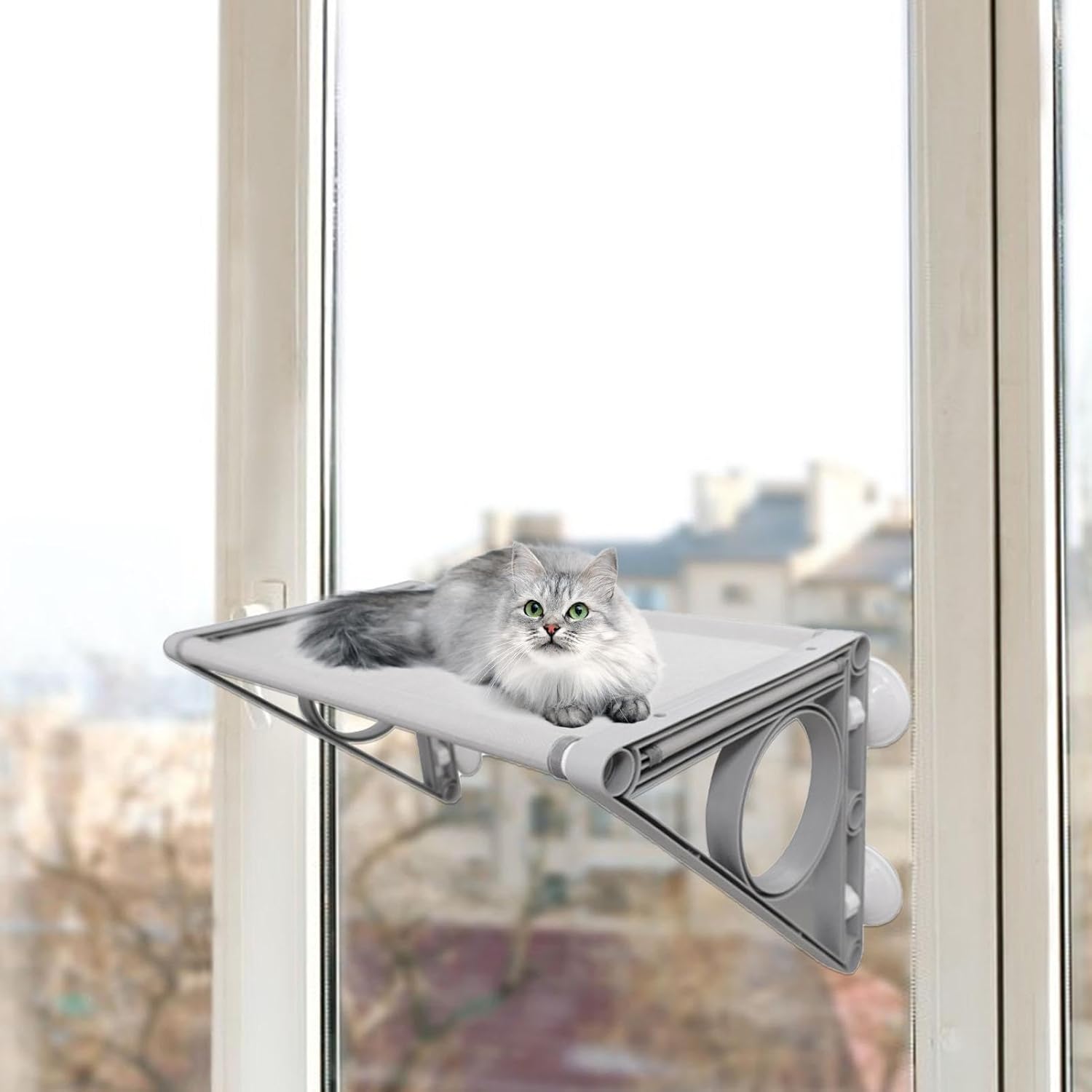 review Window Cat Hammock, Cordless Folding Cat Window Perch, Cat Hammock Window Wall 4 Suction Cups, Sturdy Breathable Cat Hammock Sunny Seat, Window Bed Hammock Indoor Cats Hammock