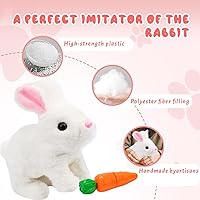 Vista 5 de Conejito de peluche de peluche, juguete electrónico interactivo para mascotas, conejo de peluche realista (marrón)