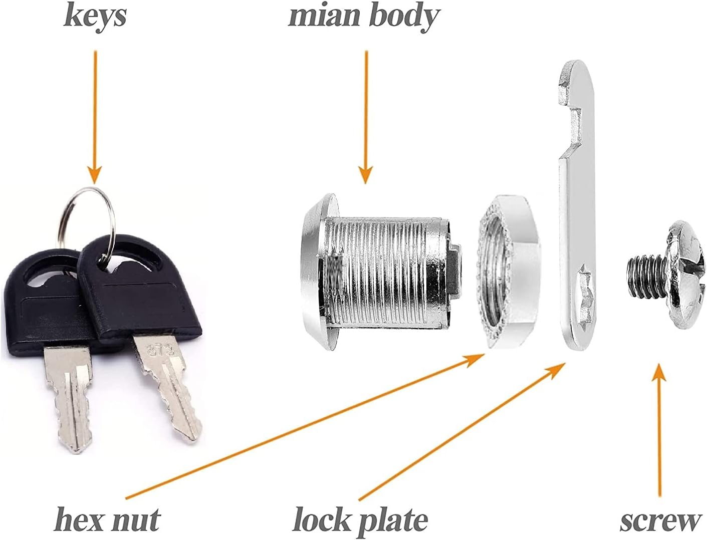 Us General Cabinet Replacement Keyed Cabinet Locks Alike Keyed 3/4 Cylinder Cam Locks 5/8 inch Mailbox Lock Replacement 16mm for Cabinet Security RV Mailbox Toolbox Locks 2Pack image 5