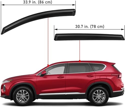 Miniatura 2 de Lightronic Visera de ventana de ventilación automática de montaje exterior extraduradera, se adapta a Hyundai Santa Fe 2019-2023, protección UV,