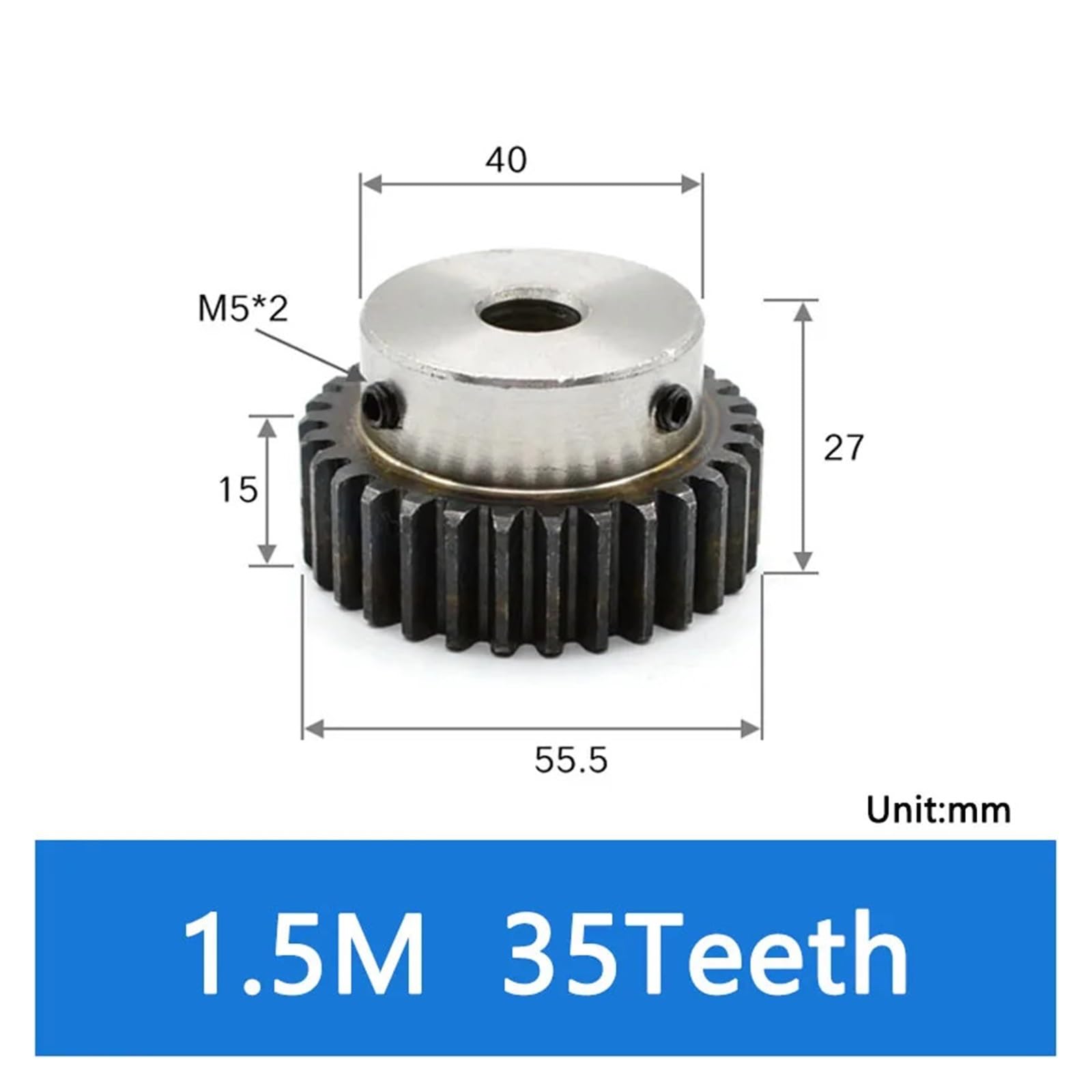 Bevel Gear Pinion Hardware Mechanical 1.5M 35T Spur Gear Pinion Bore 6/8/10/12mm Model 1.5 Motor Gear with Step OD 48mm-63mm Carbon Ste(12mm)