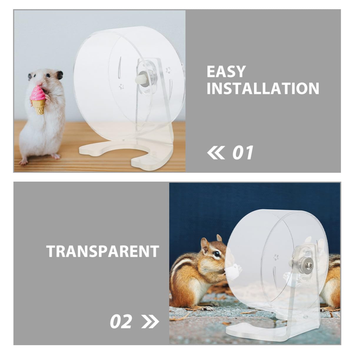 HEMOTON Rueda Silenciosa para Hámster con Soporte Juguete de Ejercicio Transparente para Pequeños Roedores Diseño Duradero y Ergonómico para Actividad Saludable