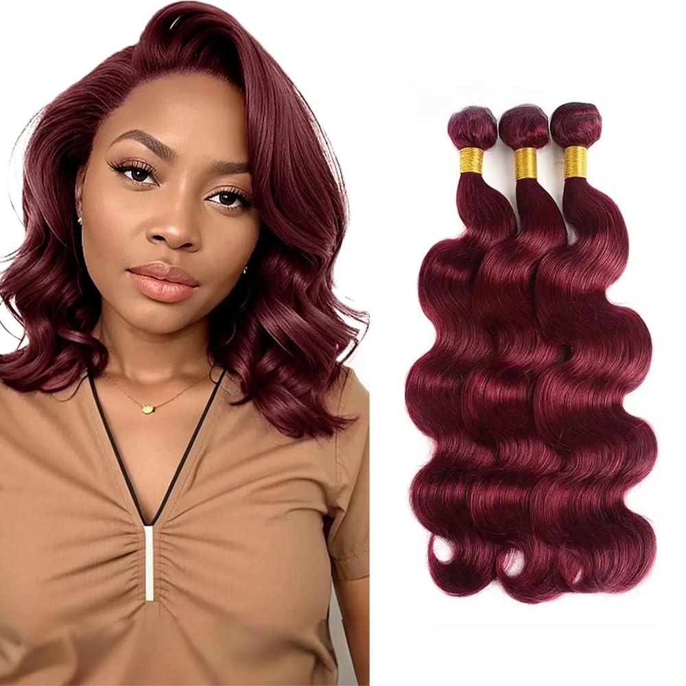 150g Burgundy Bundles 99J Human Hair Bundles 14 16 18 inch Red Body Wave Bundle Burgundy Body Wave Bundle