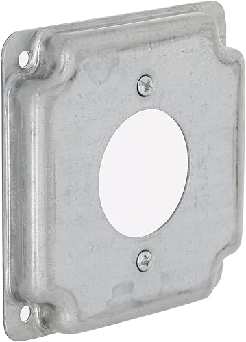 Vista 60 de Hubbell-Raco 902C 1 receptáculo dúplex de 4 pulgadas, cubierta cuadrada de trabajo expuesta, color plateado