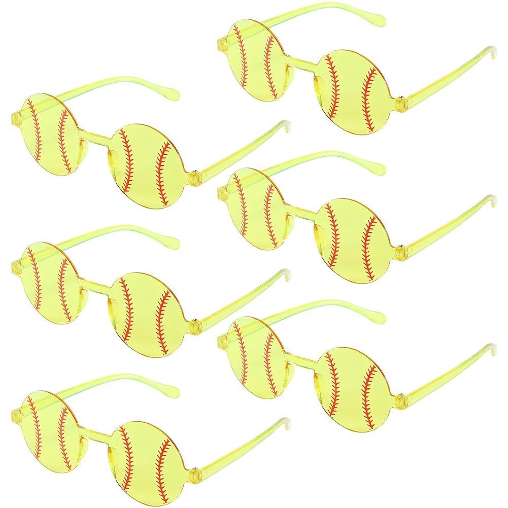 Ppmter 6 Pcs Sport Glasses, Round Baseball Football Sunglasses for Party Favors, Team Event Gifts, Players Goodie Bag Fillers