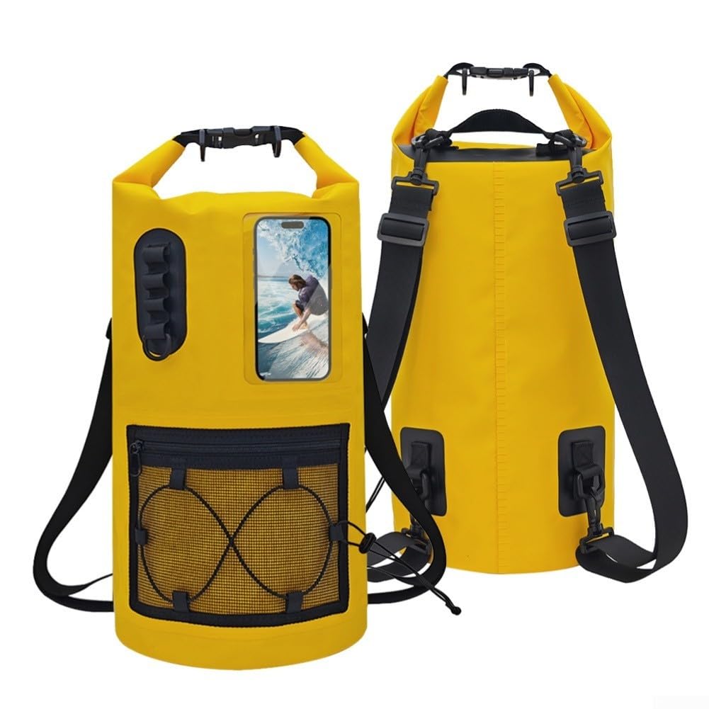 Mochila de PVC con cobertura impermeable completa de 20 litros en amarillo 8