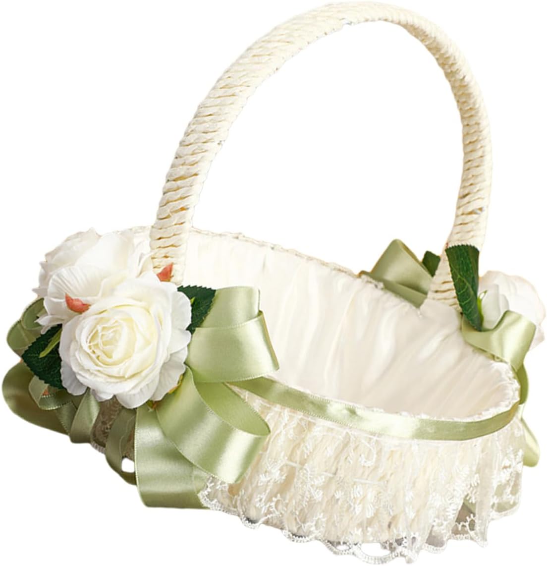 FRCOLOR Wedding Flower Girl Basket with Handle Bowknot Flower Basket for Wedding Ceremony Rustic Party Supplies