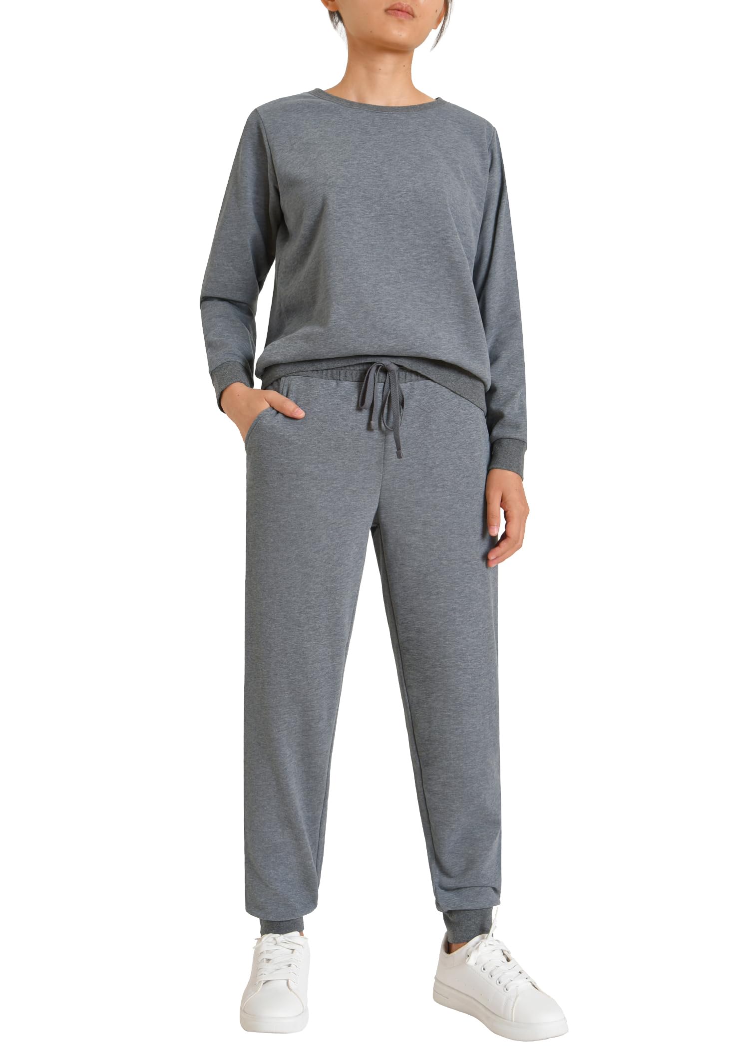 WeinteeWomen's Petite Jogging Set Pullover Sweatshirt and Sweatpants 2 Piece Sweatsuits