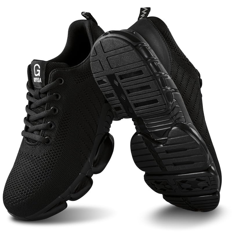 BAIYIJIA Zapatos de punta de acero para hombre, antideslizantes, zapatos de trabajo con amortiguación de aire, zapatos industriales, zapatos de seguridad, zapatos ligeros con puntera de acero para