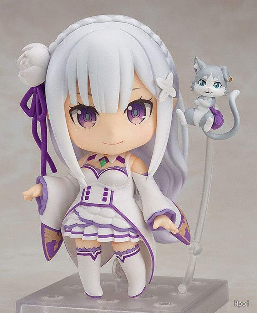 Xlyasky PVC Hand-Made Anime Characters Version of Nendoroid Emilia Barker Movable Doll Boxed Cartoon Game Statue Character Decoration Action Figure Ornaments Desktop Anime Figure Doll Toys
