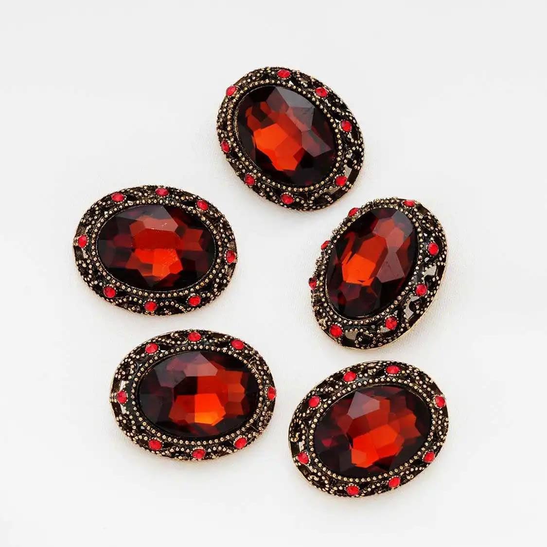 Oval Rhinestone Metal Button with for Coat Jacket Sewing Craft
