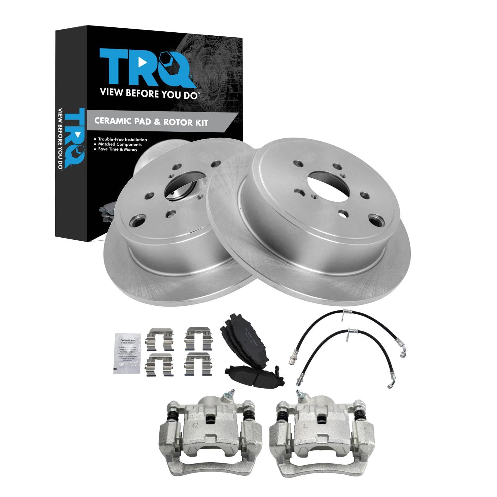 TRQ Rear Brake Pad &amp; Rotor Kit Ceramic
